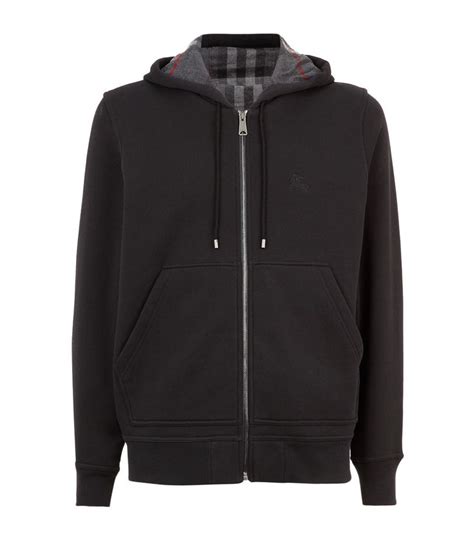 burberry hoodie black arm|Burberry black zip up hoodie.